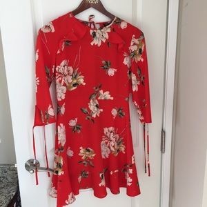 Topshop red floral print dress